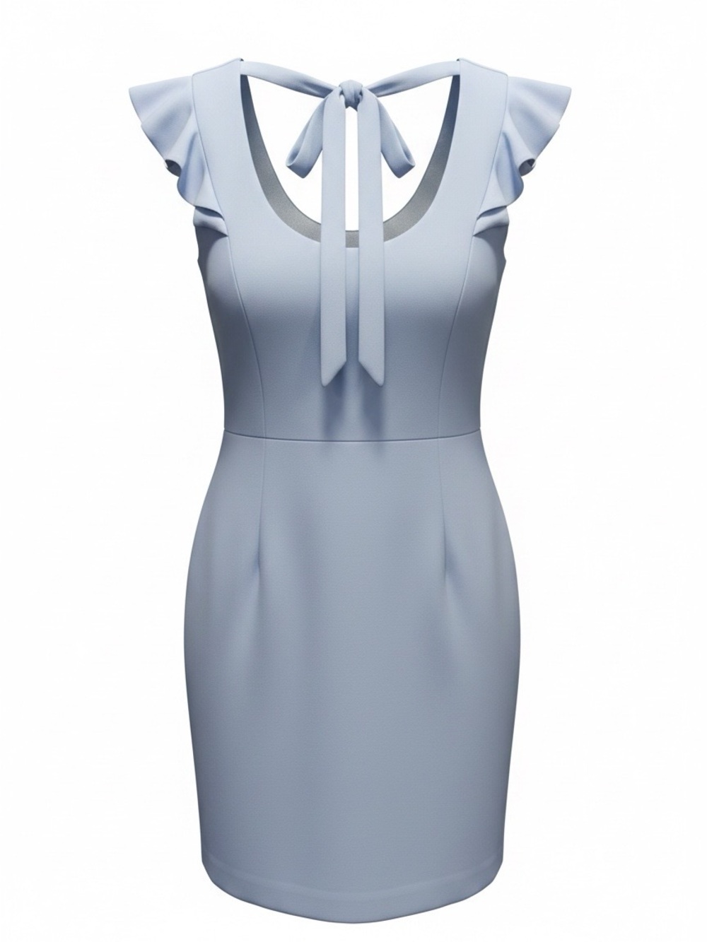 Tie-Back Ruffle Sleeve Mini Dress in Light Blue